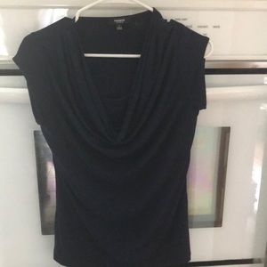 Sleeveless navy blue blouse